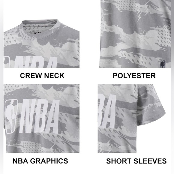 NBA Official Jumpman Logo, Licensed Short Sleeve Grey White Camo T-Shirt…​ - Picture 4 of 5